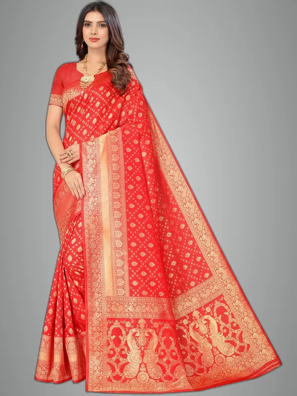 Red_Silk_Premium_&_Elegant_(_Contemporary_Zari_Ethnic_Motif_Woven_Design_)_Banarasi_Saree_With_Blouse_Piece_For_Women