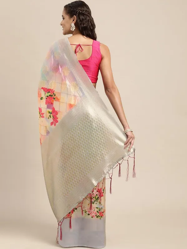 Multicolor_Cotton_Silk_Premium_&_Elegant_(_Digital_Printed_Zari_Woven_Border_And_Rich_Pallu_)_Banarasi_Saree_With_Blouse_Piece_For_Women