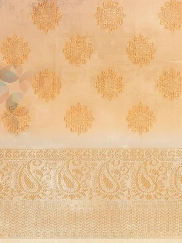 Golden_Cotton_Silk_Premium_&_Elegant_(_Digital_Printed_Zari_Woven_Border_And_Rich_Pallu_)_Banarasi_Saree_With_Blouse_Piece_For_Women