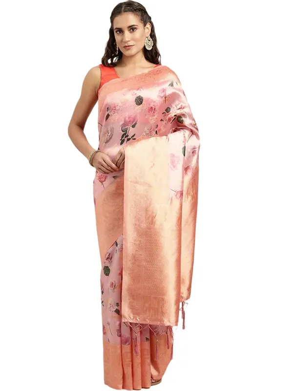Pink_Cotton_Silk_Premium_&_Elegant_(_Digital_Printed_Zari_Woven_Border_And_Rich_Pallu_)_Banarasi_Saree_With_Blouse_Piece_For_Women