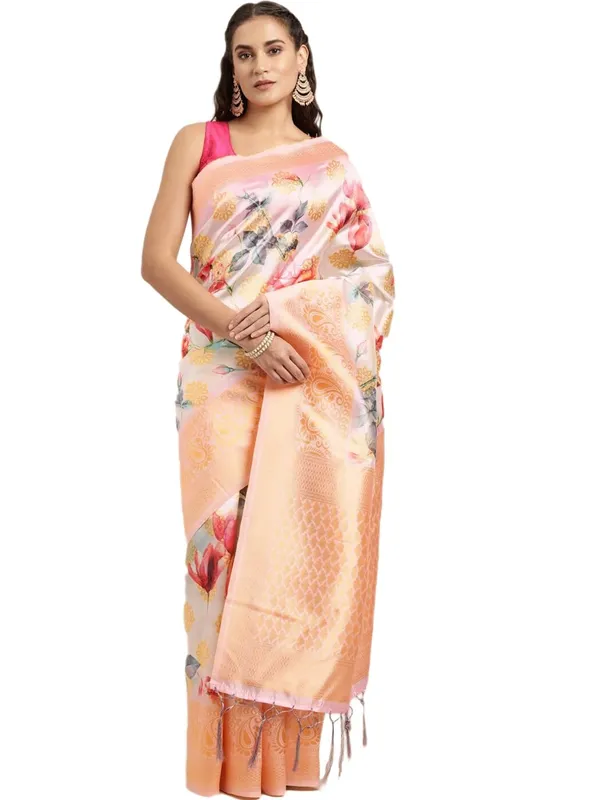 Light_Pink_Cotton_Silk_Premium_&_Elegant_(_Digital_Printed_Zari_Woven_Border_And_Rich_Pallu_)_Banarasi_Saree_With_Blouse_Piece_For_Women