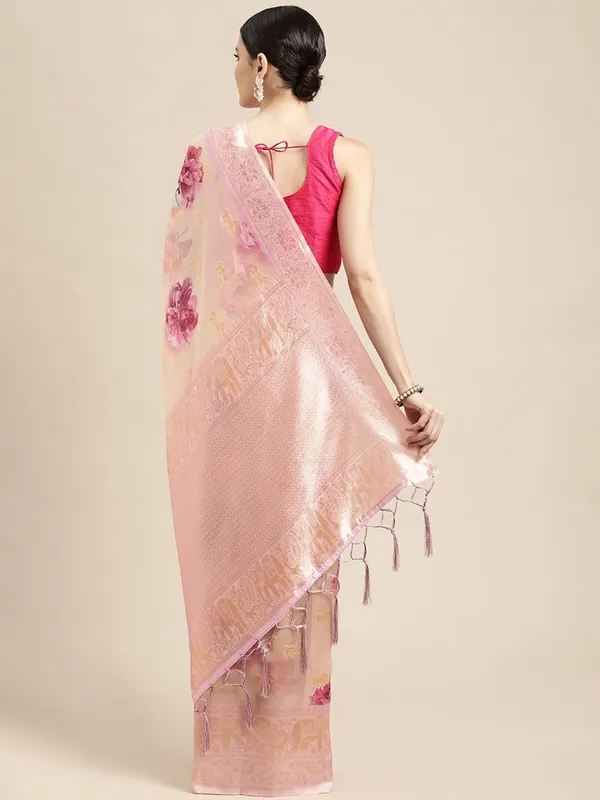 Floral_Pink_Cotton_Silk_Premium_&_Elegant_(_Digital_Printed_Zari_Woven_Border_And_Rich_Pallu_)_Banarasi_Saree_With_Blouse_Piece_For_Women