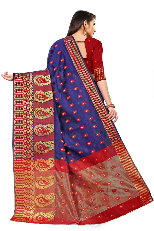 Dark_Blue_Silk___Premium_&_Elegant_(_Zari_Paisley_Butta_)_Banarasi_Saree_With_Blouse_Piece_For_Women