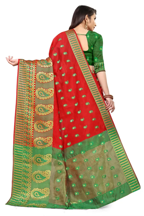 Red_Silk___Premium_&_Elegant_(_Zari_Paisley_Butta_)_Banarasi_Saree_With_Blouse_Piece_For_Women