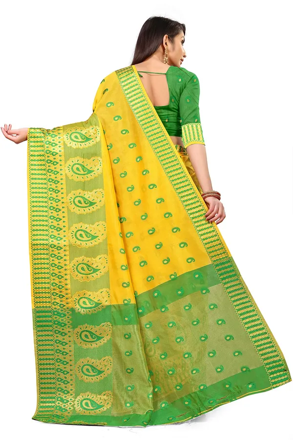 Yellow_Silk___Premium_&_Elegant_(_Zari_Paisley_Butta_)_Banarasi_Saree_With_Blouse_Piece_For_Women