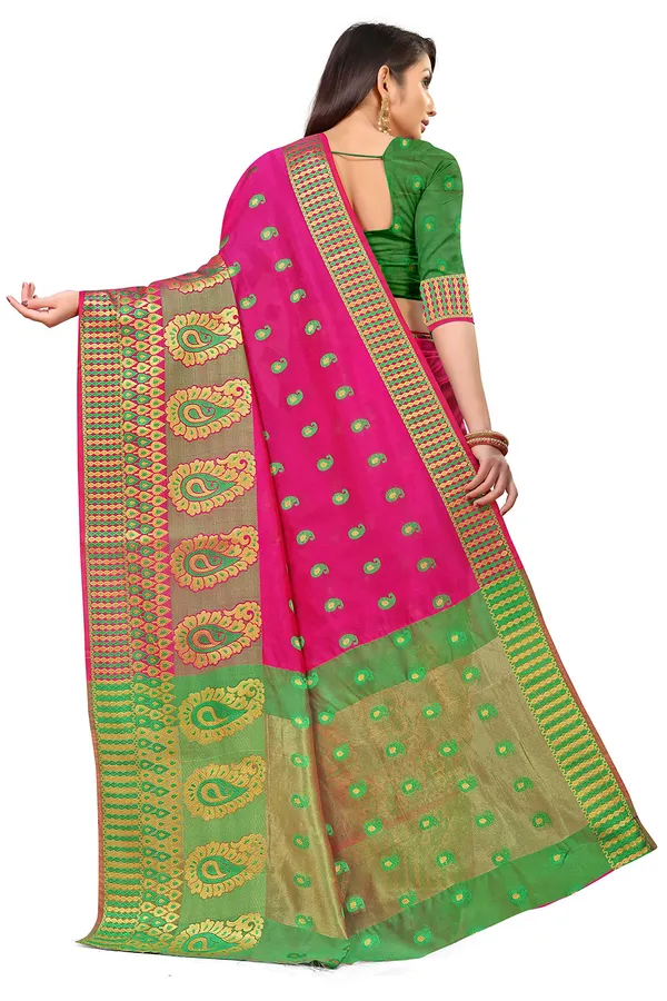 Pink_Silk___Premium_&_Elegant_(_Zari_Paisley_Butta_)_Banarasi_Saree_With_Blouse_Piece_For_Women