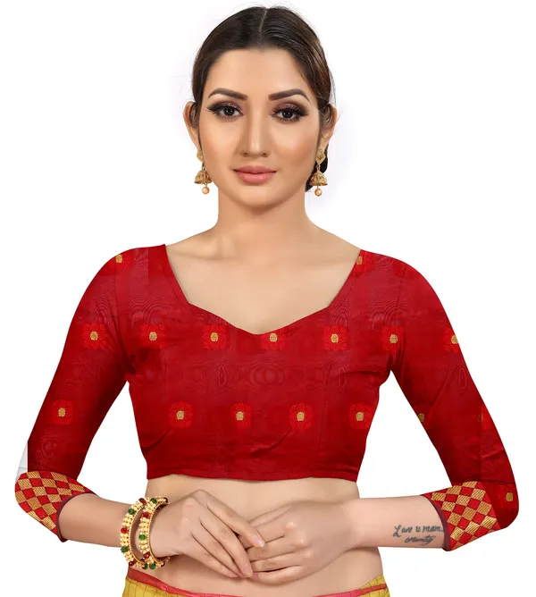 Blue_Silk___Premium_&_Elegant_(_Zari_Flower_Butta_)_Banarasi_Saree_With_Blouse_Piece_For_Women