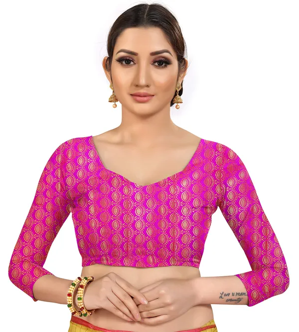 Bronze_Silk___Premium_&_Elegant_(_Zari_Checkered_)_Banarasi_Saree_With_Blouse_Piece_For_Women
