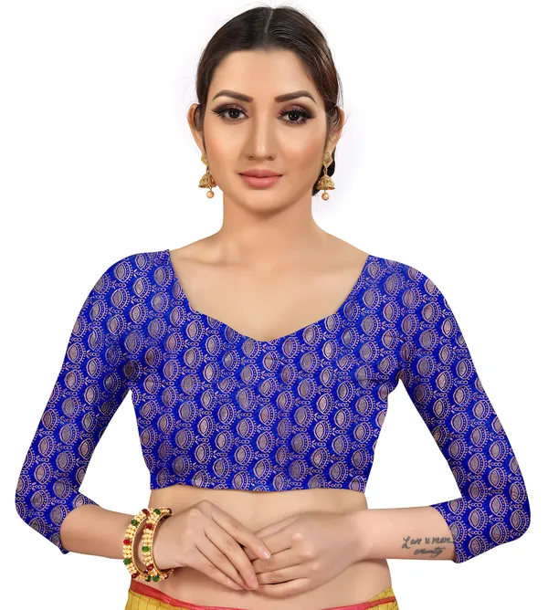 Blue_Silk___Premium_&_Elegant_(_Zari_Checkered_)_Banarasi_Saree_With_Blouse_Piece_For_Women