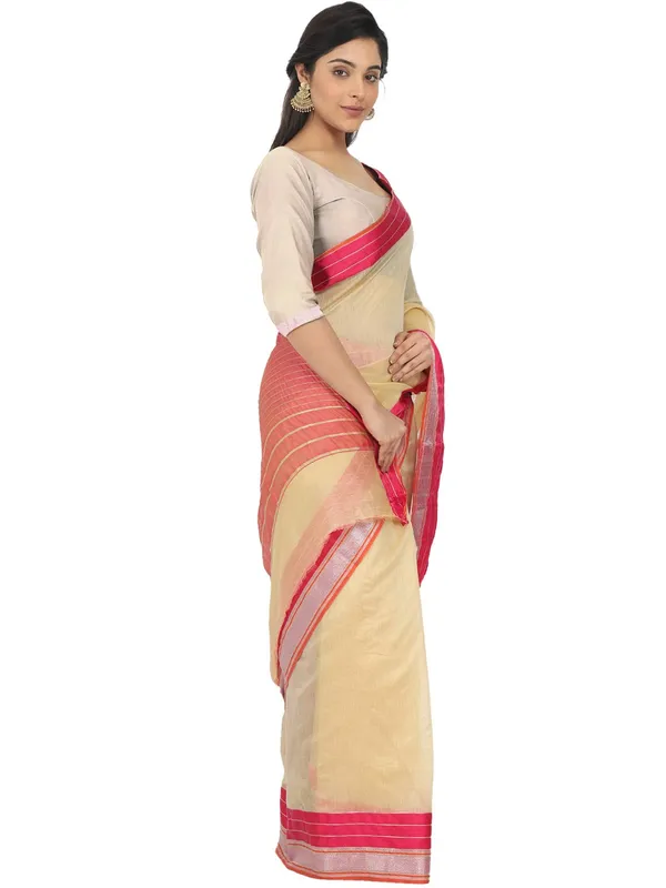Yellow_Cotton_Silk_Premium_&_Elegant_Maheshwari_Saree_With_Blouse_Piece_For_Women