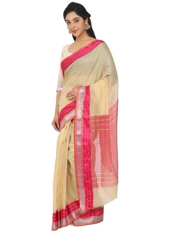 Yellow_Cotton_Silk_Premium_&_Elegant_Maheshwari_Saree_With_Blouse_Piece_For_Women