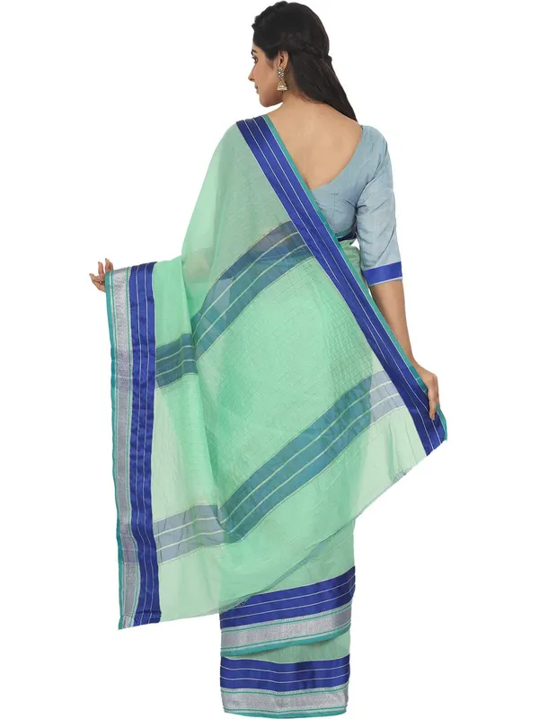Light_Green_Cotton_Silk_Premium_&_Elegant_Maheshwari_Saree_With_Blouse_Piece_For_Women