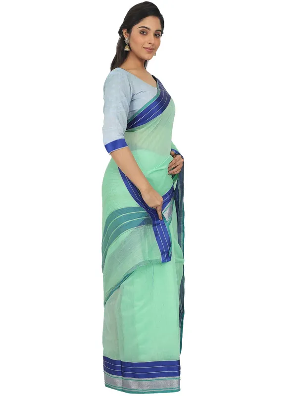 Light_Green_Cotton_Silk_Premium_&_Elegant_Maheshwari_Saree_With_Blouse_Piece_For_Women