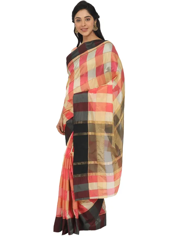 Pink_Silk___Jacquard_Woven_Premium_&_Elegant_(_Zari_Checkered_)_Saree_Saree_With_Blouse_Piece_For_Women