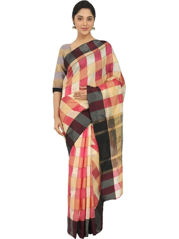 Yellow_Silk___Jacquard_Woven_Premium_&_Elegant_(_Zari_Checkered_)_Saree_Saree_With_Blouse_Piece_For_Women