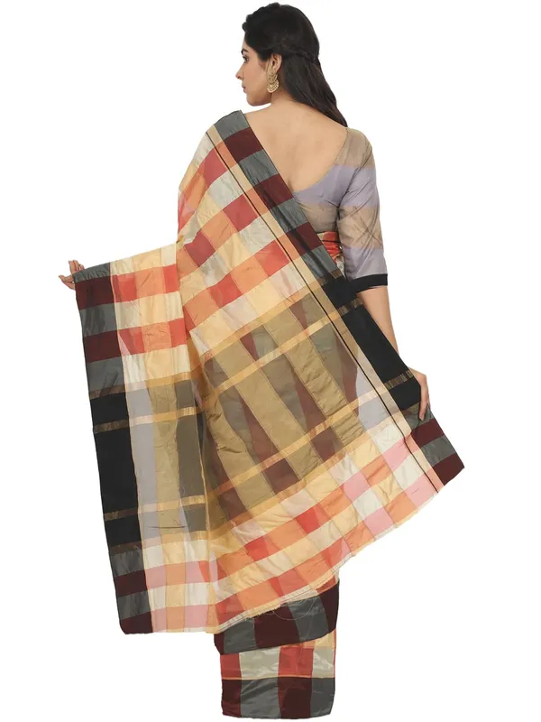 Beige_Silk___Jacquard_Woven_Premium_&_Elegant_(_Zari_Checkered_)_Saree_Saree_With_Blouse_Piece_For_Women
