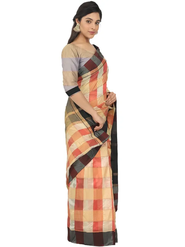 Beige_Silk___Jacquard_Woven_Premium_&_Elegant_(_Zari_Checkered_)_Saree_Saree_With_Blouse_Piece_For_Women