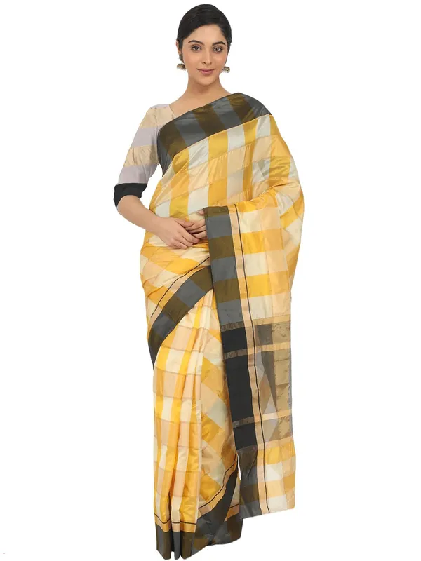 Brown_Silk___Jacquard_Woven_Premium_&_Elegant_(_Zari_Checkered_)_Saree_Saree_With_Blouse_Piece_For_Women