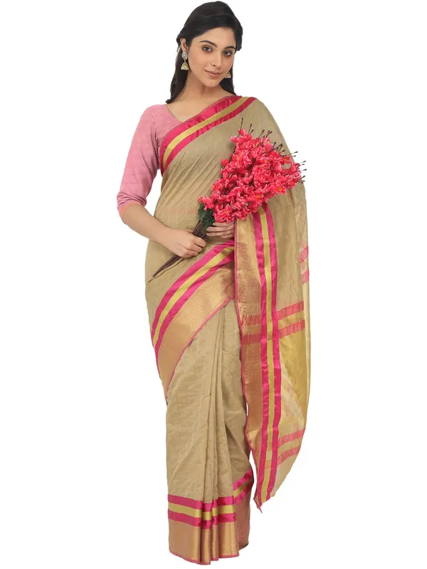 Beige_Cotton_Silk_Premium_&_Elegant_(_Checkered_)_Maheshwari_Saree_With_Blouse_Piece_For_Women