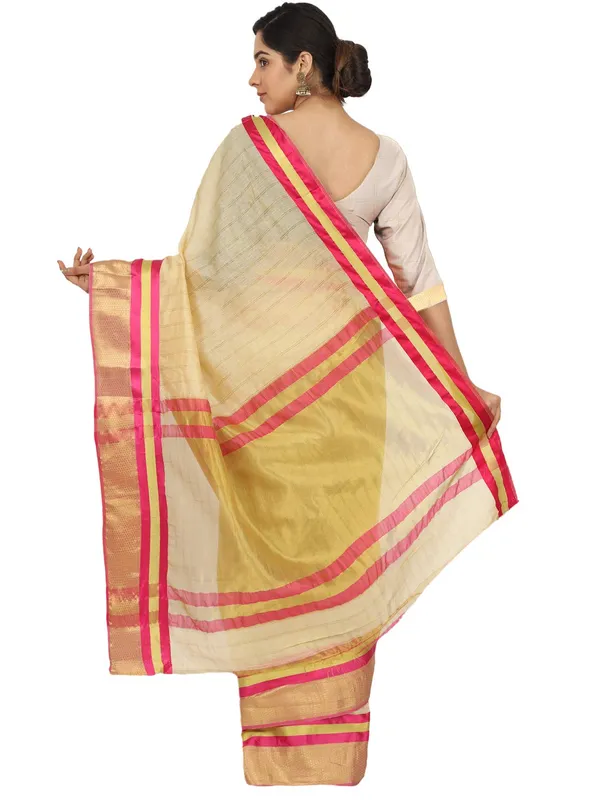 Cream_Cotton_Silk_Premium_&_Elegant_(_Checkered_)_Maheshwari_Saree_With_Blouse_Piece_For_Women