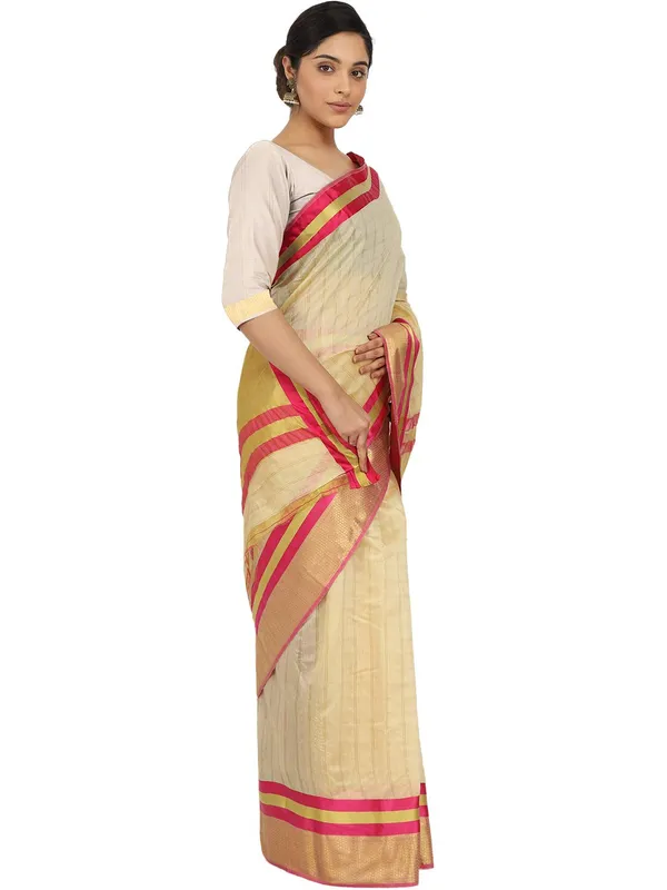 Cream_Cotton_Silk_Premium_&_Elegant_(_Checkered_)_Maheshwari_Saree_With_Blouse_Piece_For_Women
