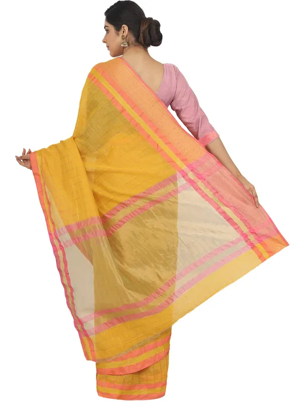 Yellow_Cotton_Silk_Premium_&_Elegant_(_Checkered_)_Maheshwari_Saree_With_Blouse_Piece_For_Women