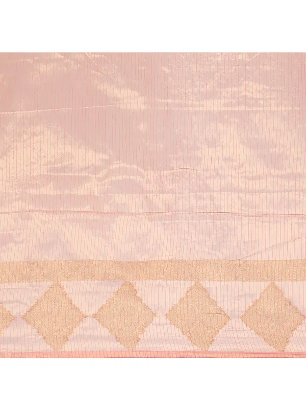 Pinkish_Peach_Polycotton_Premium_&_Elegant_(_Zari_Border_)_Tant_Saree_With_Blouse_Piece_For_Women