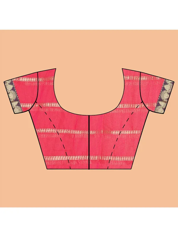 Pink_Polyester_Premium_&_Elegant_(_Zari_Checkered_)_Kota_Doria_Saree_With_Blouse_Piece_For_Women
