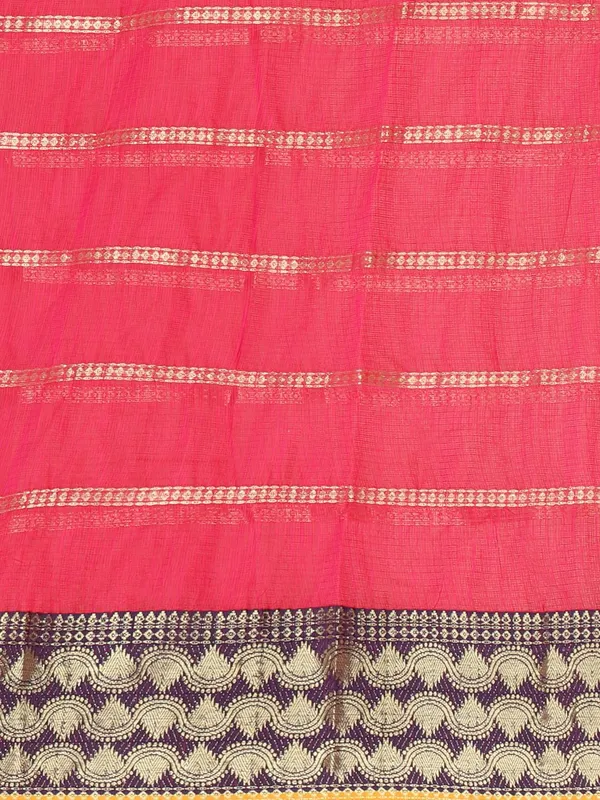 Pink_Polyester_Premium_&_Elegant_(_Zari_Checkered_)_Kota_Doria_Saree_With_Blouse_Piece_For_Women