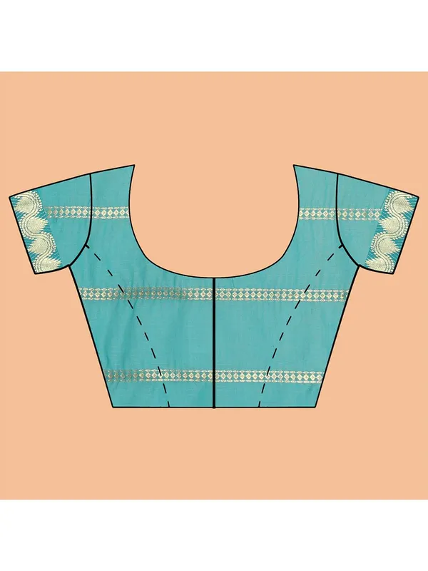 Light_Blue_Polyester_Premium_&_Elegant_(_Zari_Checkered_)_Kota_Doria_Saree_With_Blouse_Piece_For_Women