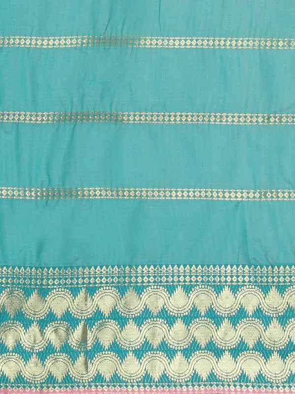 Light_Blue_Polyester_Premium_&_Elegant_(_Zari_Checkered_)_Kota_Doria_Saree_With_Blouse_Piece_For_Women