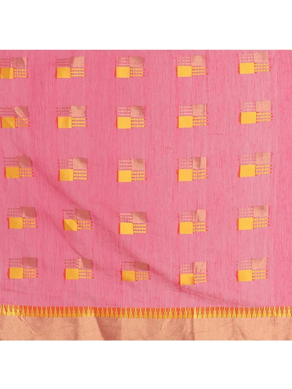 Pink_Cotton_Silk_Premium_&_Elegant_(_Blocked_)_Berhampuri_Saree_With_Blouse_Piece_For_Women