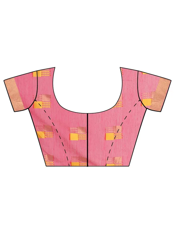 Pink_Cotton_Silk_Premium_&_Elegant_(_Blocked_)_Berhampuri_Saree_With_Blouse_Piece_For_Women