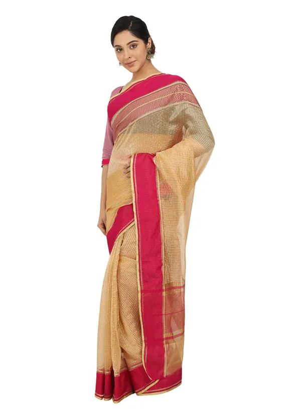 Yellow_Polyester_Premium_&_Elegant_(_Checkered_)_Mangalagiri_Saree_With_Blouse_Piece_For_Women