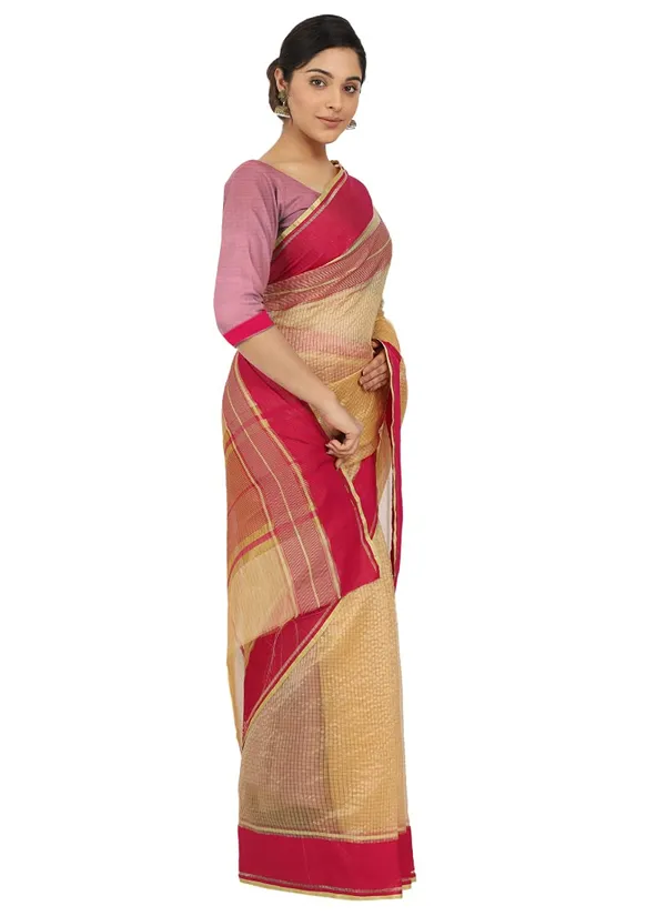 Yellow_Polyester_Premium_&_Elegant_(_Checkered_)_Mangalagiri_Saree_With_Blouse_Piece_For_Women