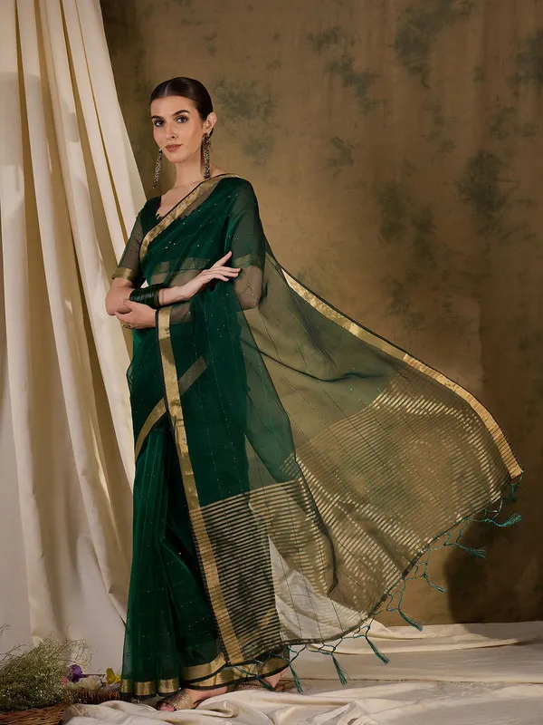 Green_Organza_Silk_Premium_&_Elegant_(_Rich_Pallu_)_Saree_With_Blouse_Piece_For_Women