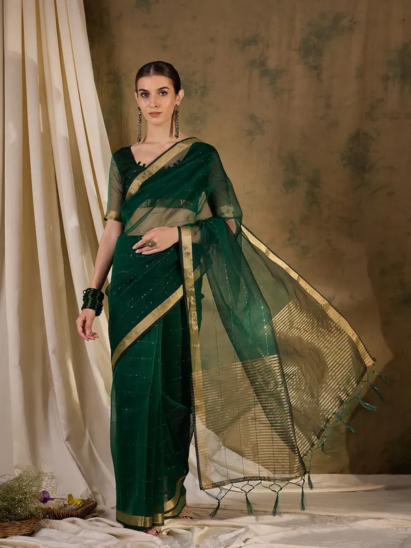 Green_Organza_Silk_Premium_&_Elegant_(_Rich_Pallu_)_Saree_With_Blouse_Piece_For_Women
