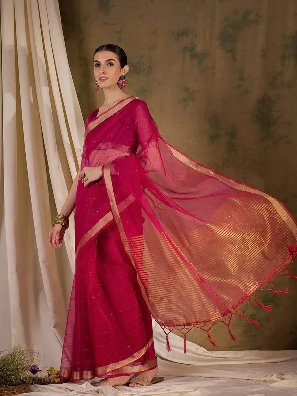 Pink_Organza_Silk_Premium_&_Elegant_(_Rich_Pallu_)_Saree_With_Blouse_Piece_For_Women