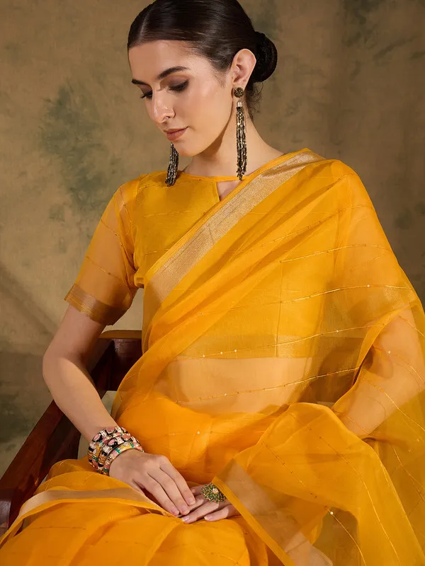 Yellow_Organza_Silk_Premium_&_Elegant_(_Rich_Pallu_)_Saree_With_Blouse_Piece_For_Women