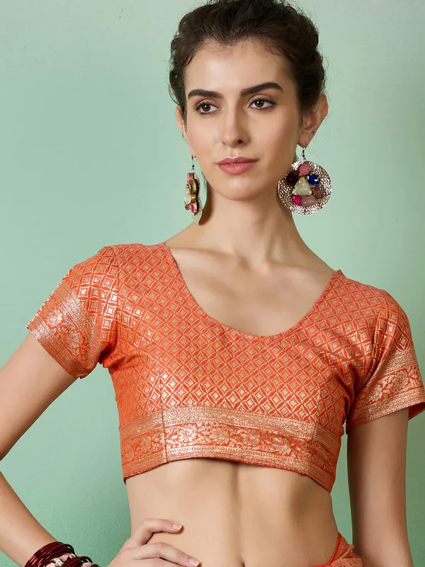 Orange_Cotton_Premium_&_Elegant_(_Rich_Pallu_)_Saree_With_Blouse_Piece_For_Women