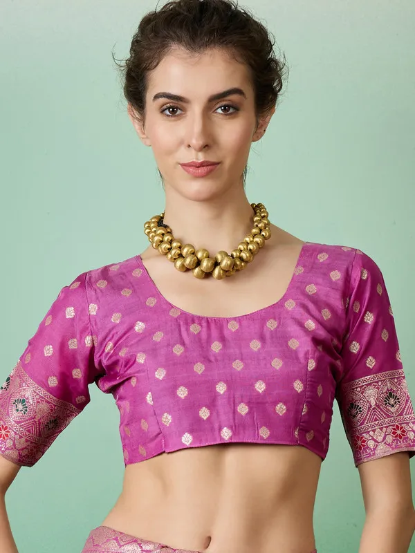 Magentapink_Cotton_Premium_&_Elegant_(_Rich_Pallu_)_Saree_With_Blouse_Piece_For_Women