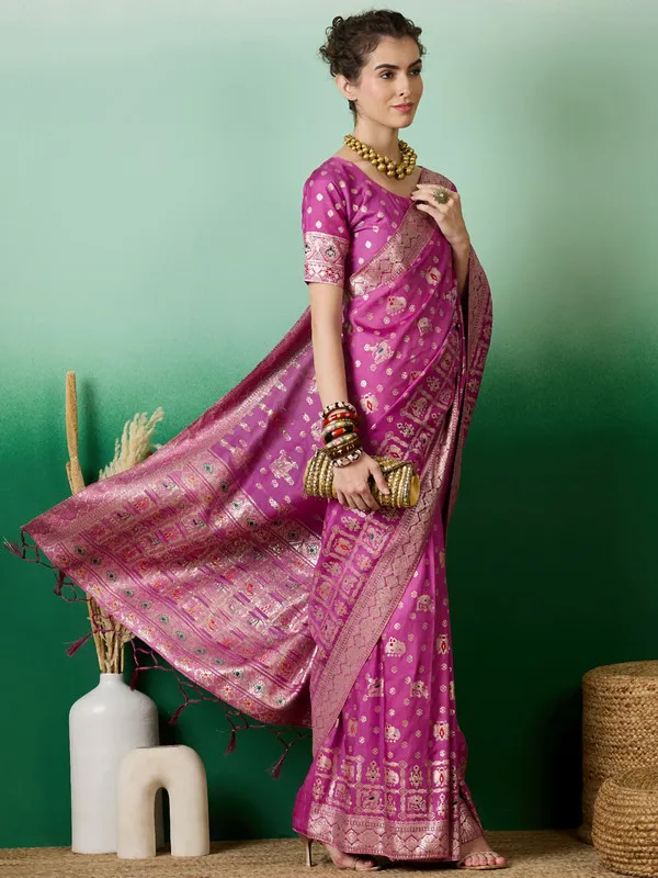 Magentapink_Cotton_Premium_&_Elegant_(_Rich_Pallu_)_Saree_With_Blouse_Piece_For_Women