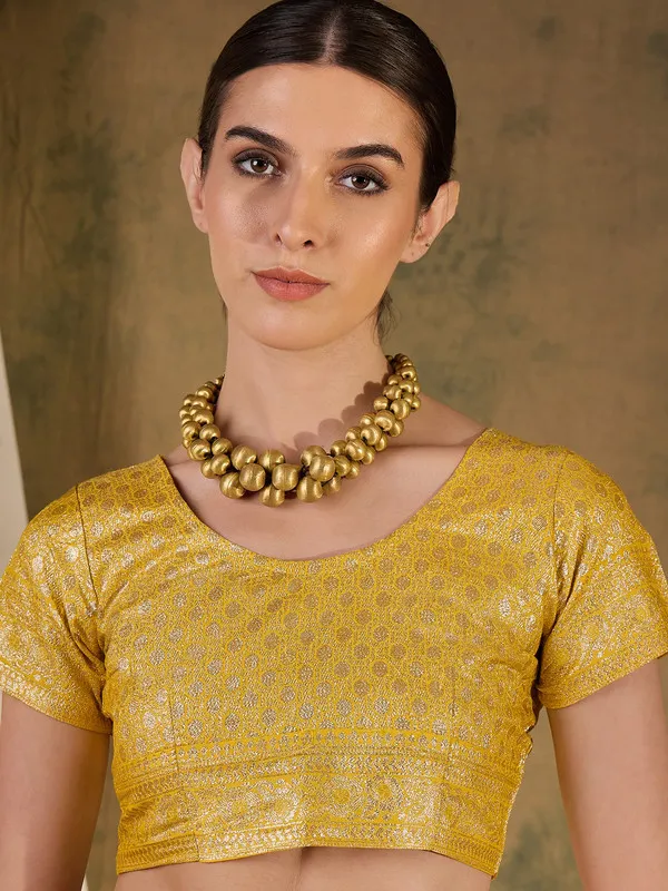 Yellow_Dola_Cotton_Premium_&_Elegant_Saree_With_Blouse_Piece_For_Women