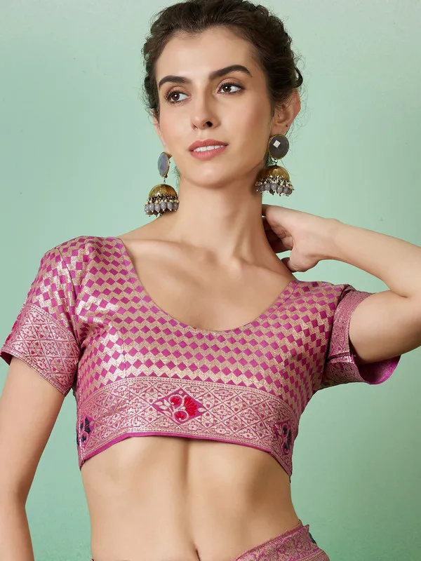 Pinkmagenta_Dola_Cotton_Premium_&_Elegant_Saree_With_Blouse_Piece_For_Women