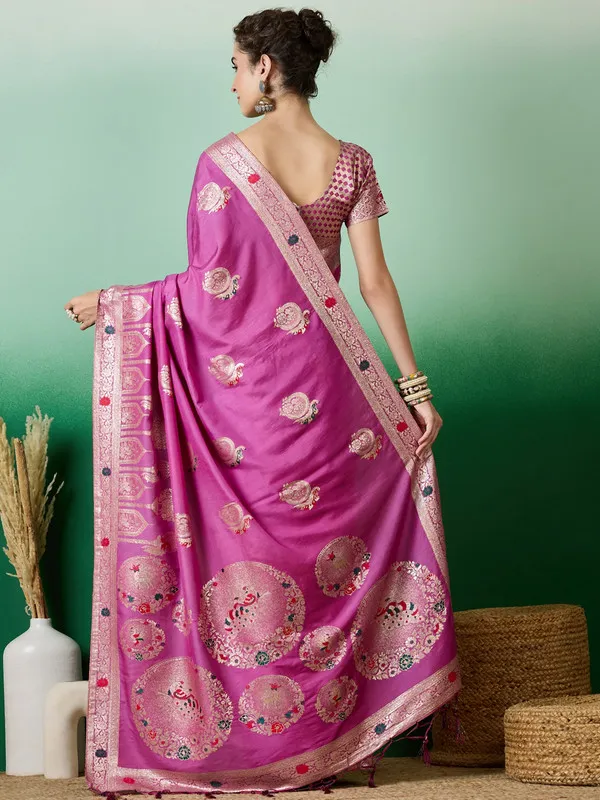 Pinkmagenta_Dola_Cotton_Premium_&_Elegant_Saree_With_Blouse_Piece_For_Women