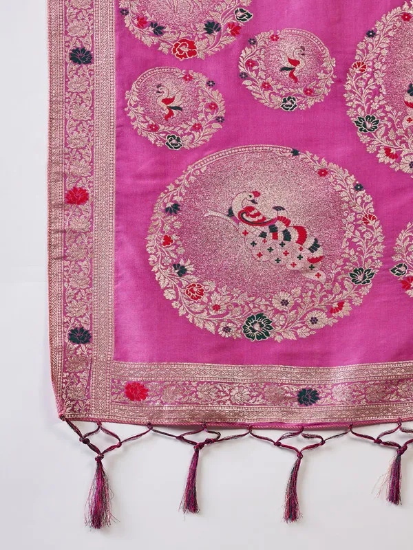 Pinkmagenta_Dola_Cotton_Premium_&_Elegant_Saree_With_Blouse_Piece_For_Women