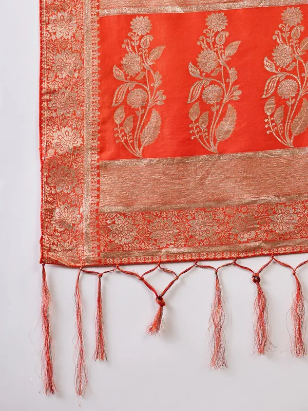Orange_Dola_Cotton_Premium_&_Elegant_(_Traditional_)_Saree_With_Blouse_Piece_For_Women