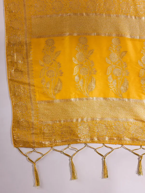 Yellow_Dola_Cotton_Premium_&_Elegant_(_Traditional_)_Saree_With_Blouse_Piece_For_Women