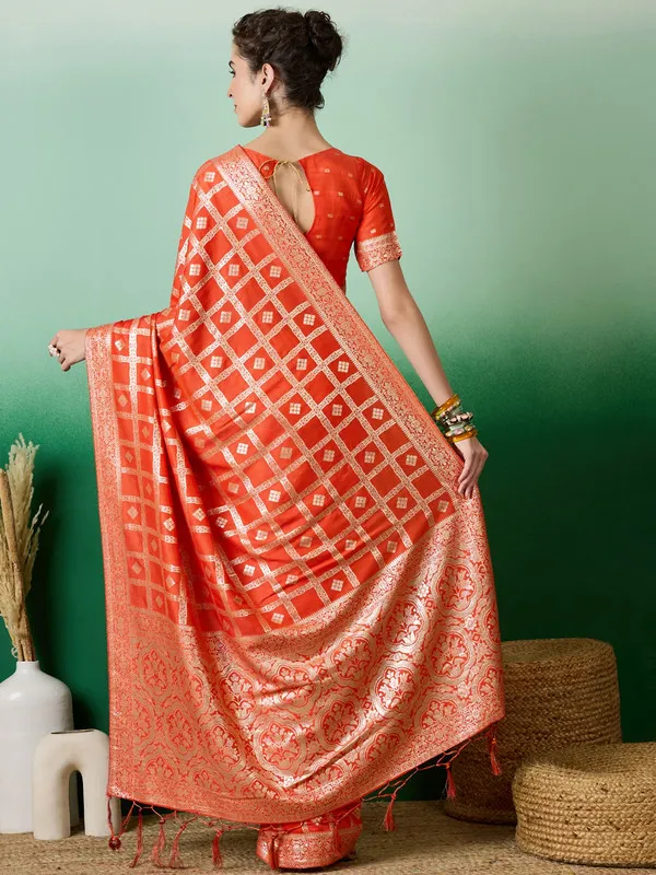 Orange_Dola_Cotton_Premium_&_Elegant_(_Rich_Pallu_)_Saree_With_Blouse_Piece_For_Women