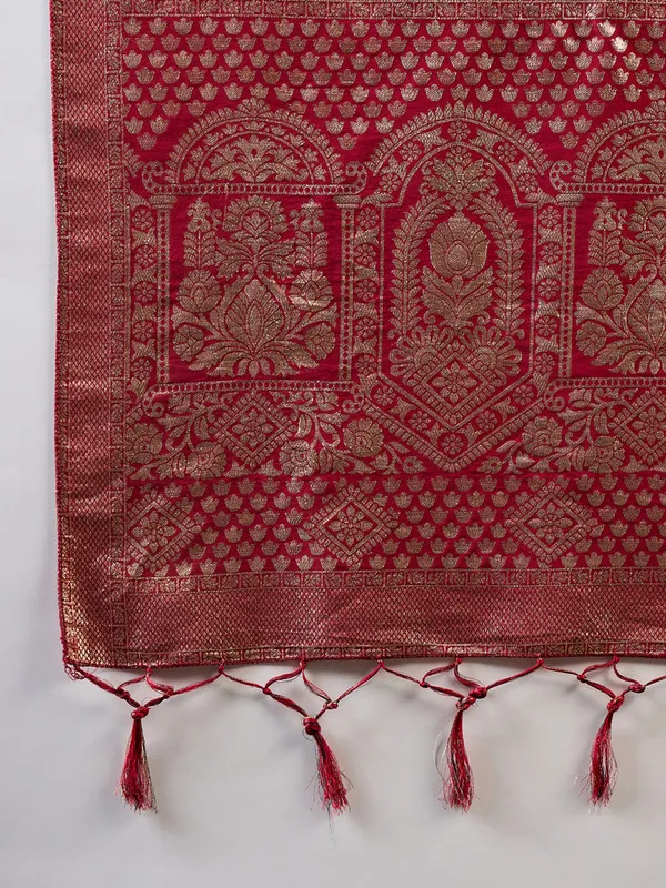 Maroon_Dola_Cotton_Premium_&_Elegant_(_Rich_)_Saree_With_Blouse_Piece_For_Women